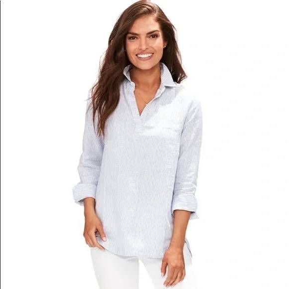 Vineyard vines Linen blue Lucaya collared Tunic - Picture 1 of 4